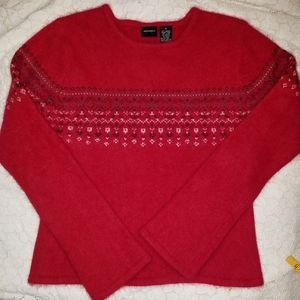 ❤❄Vintage Angora sweater Red Fair Isle❄❤